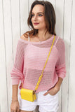 Openwork Round Neck Dropped Shoulder Knit Top - Trendsi - Flyclothing LLC