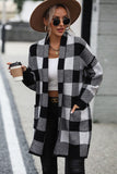 Plaid Dropped Shoulder Cardigan with Pocket - Trendsi