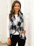 Plaid Open Front Sleeveless Cardigan - Trendsi