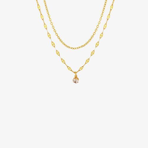 Titanium Steel Double-Layered Necklace - Trendsi