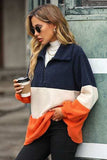 Color Block Quarter Zip Sweatshirt - Trendsi - Flyclothing LLC