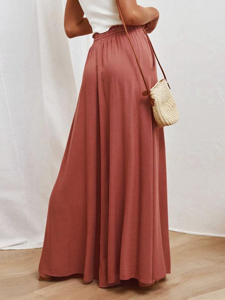 Drawstring Waist Wide Leg Pants - Trendsi