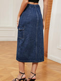 Button Down Denim Skirt - Trendsi