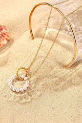 Pearl Hoop Link Pendant Necklace - Trendsi