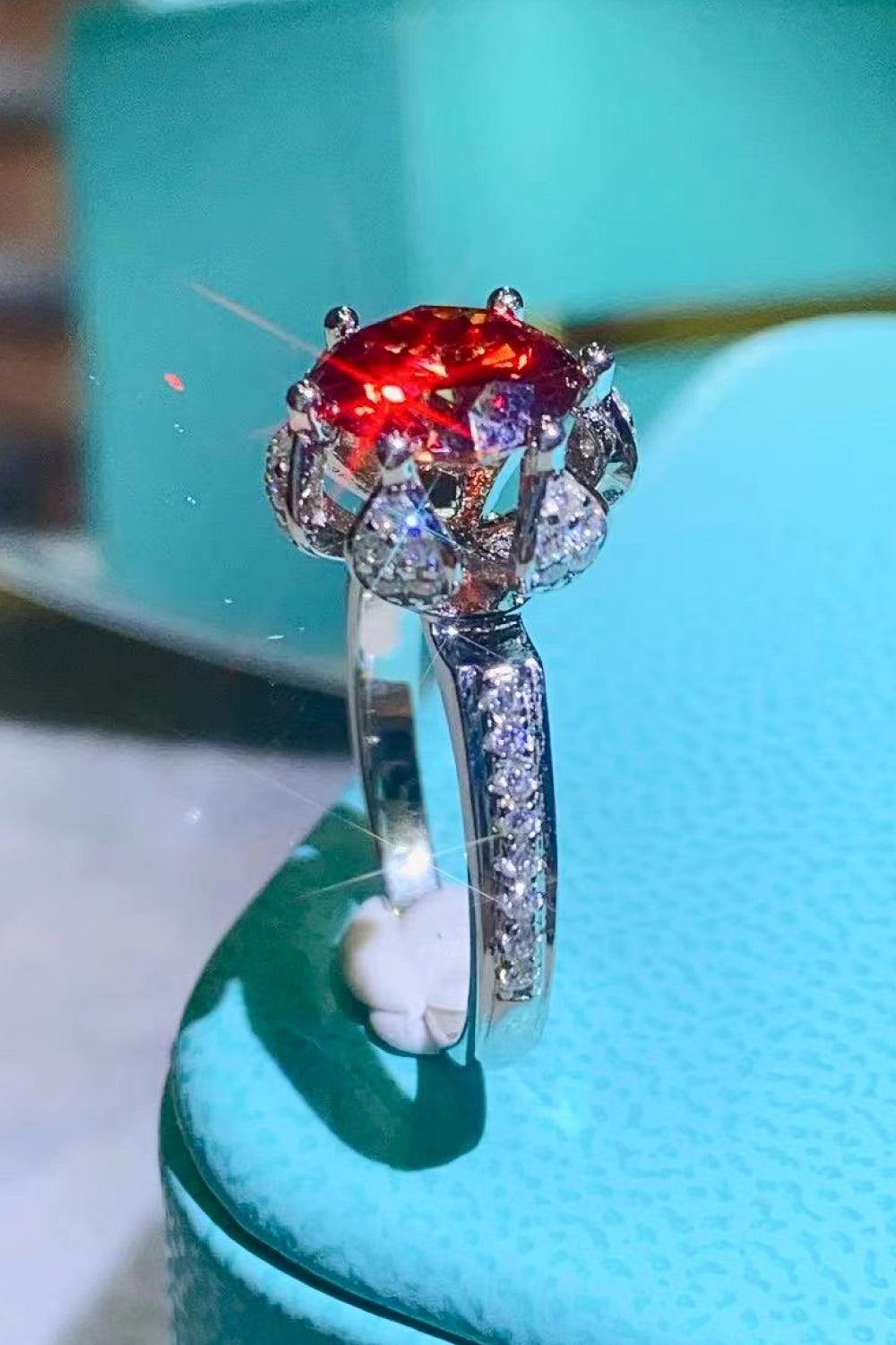 2 Carat Moissanite 6-Prong Ring in Phoenix Fire - Flyclothing LLC