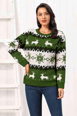 Reindeer Round Neck Sweater - Trendsi
