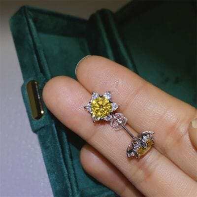 2 Carat Moissanite 925 Sterling Silver Stud Earrings - Trendsi - Flyclothing LLC