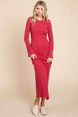 Culture Code Full Size Round Neck Bodycon Bell Maxi Dress - Trendsi - Flyclothing LLC