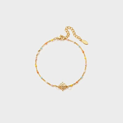 Lotus Shape 18K Gold-Plated Bead Bracelet - Trendsi