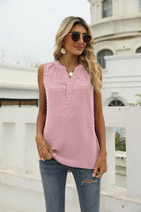Swiss Dot Notched Neck Tank - Trendsi - Flyclothing LLC