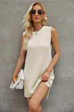 Tied Round Neck Sleeveless Sweater Dress - Trendsi - Flyclothing LLC