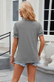 Round Neck Flounce Sleeve T-Shirt - Trendsi - Flyclothing LLC