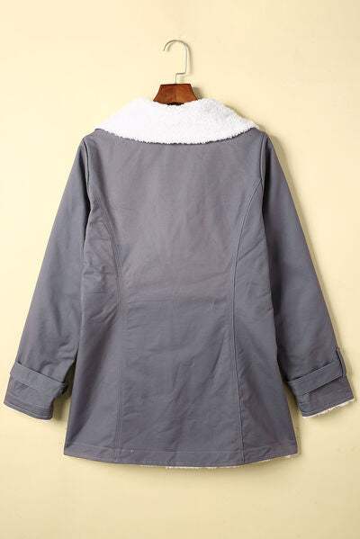 Pocketed Button Up Collared Neck Coat - Trendsi - Flyclothing LLC