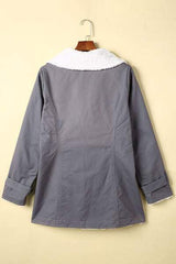Pocketed Button Up Collared Neck Coat - Trendsi - Flyclothing LLC