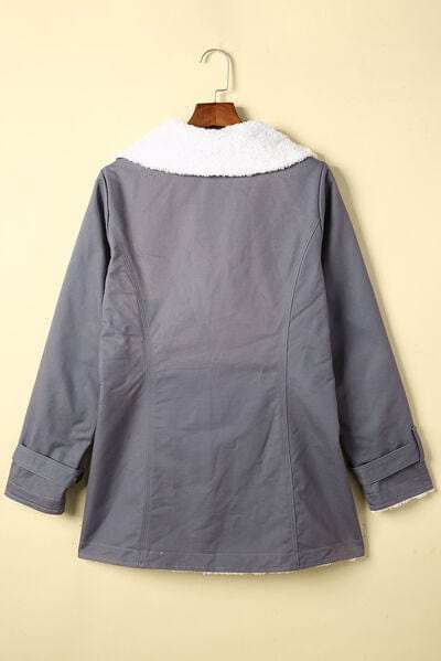 Pocketed Button Up Collared Neck Coat - Trendsi - Flyclothing LLC