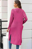 Open Front Slit Cardigan with Pockets - Trendsi - Flyclothing LLC