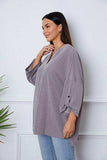 Notched Roll-Tab Sleeve Blouse - Trendsi - Flyclothing LLC