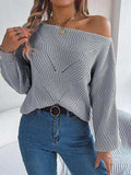 Openwork Long Sleeve Sweater - Trendsi - Flyclothing LLC