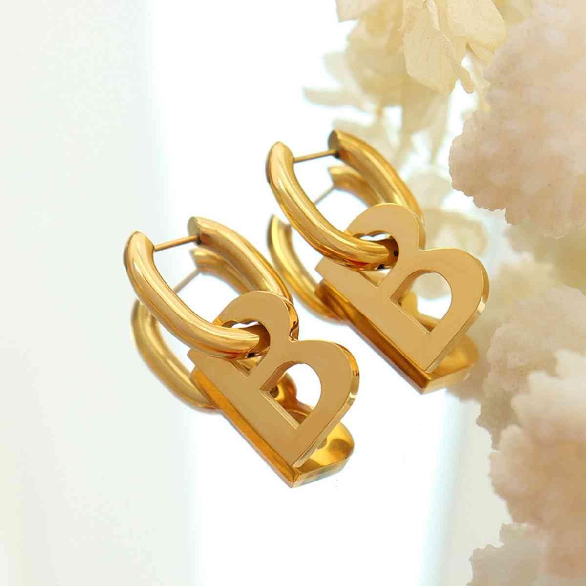 Letter B Titanium Steel Earrings - Trendsi