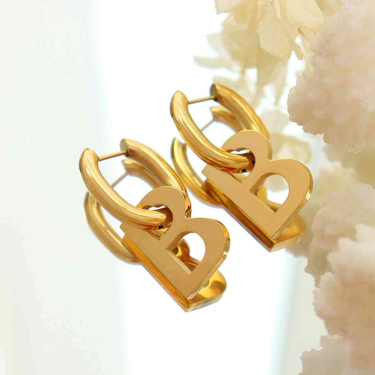 Letter B Titanium Steel Earrings - Trendsi - Flyclothing LLC