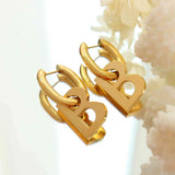 Letter B Titanium Steel Earrings - Trendsi - Flyclothing LLC