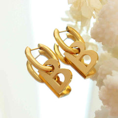 Letter B Titanium Steel Earrings - Trendsi