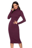 Ribbed Turtleneck Long Sleeve Dress - Trendsi - Flyclothing LLC