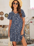 Animal Print Button Front Flutter Sleeve Dress - Trendsi - Flyclothing LLC