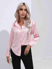 Printed Collared Neck Buttoned Shirt - Trendsi