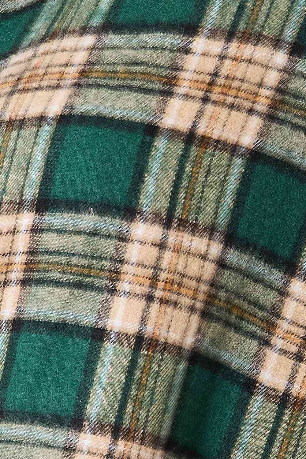 Double Take Plaid Collared Neck Long Sleeve Shirt - Trendsi - Flyclothing LLC