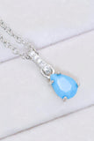 Teardrop Turquoise 4-Prong Pendant Necklace - Trendsi