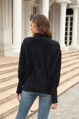 Turtle Neck Long Sleeve Pullover Sweater - Trendsi - Flyclothing LLC