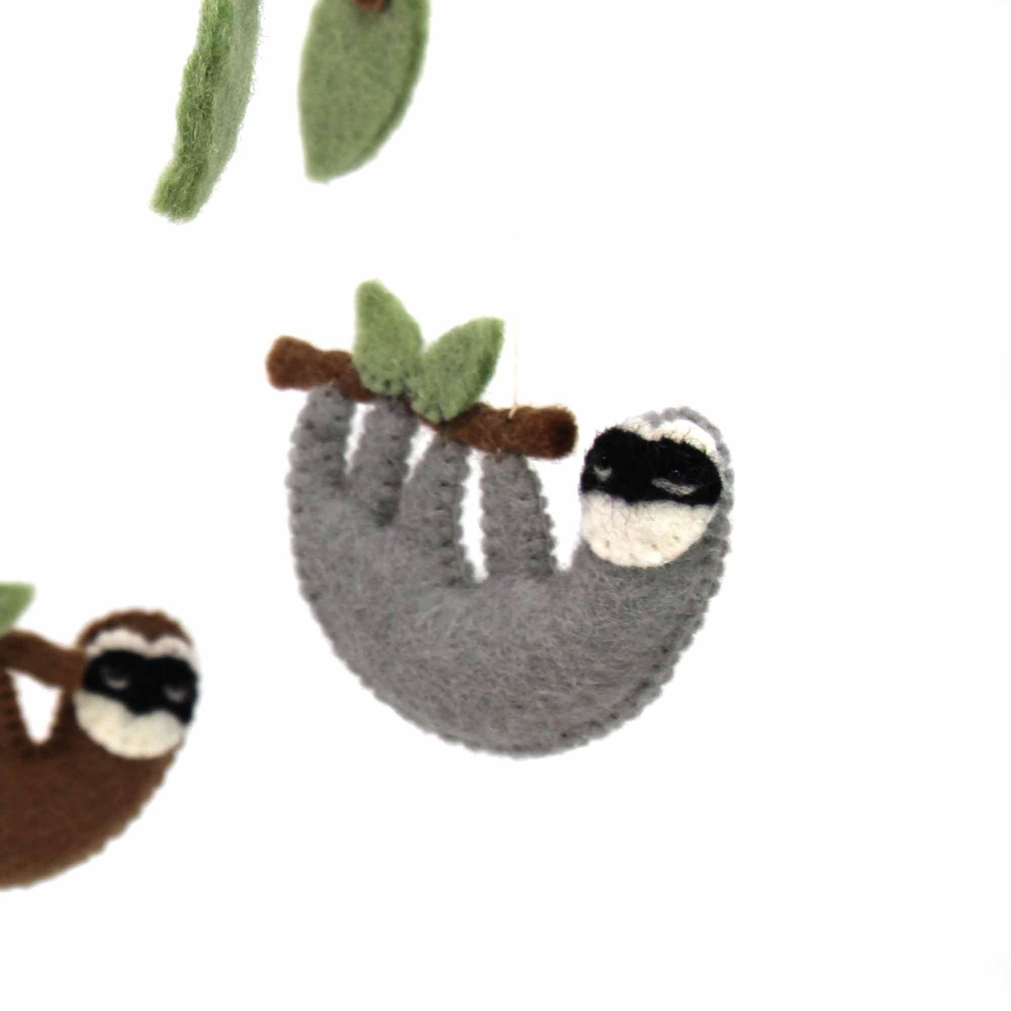 Hand Crafted Felt Sloth Mobile - Global Groove Direct