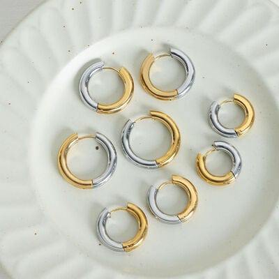 18K Gold-Plated Huggie Earrings - Trendsi