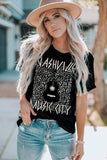 Graphic Cuffed Sleeve Round Neck Tee - Trendsi - Flyclothing LLC