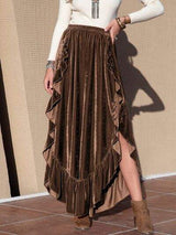 Ruffle Trim Wide Leg Slit Pants - Trendsi - Flyclothing LLC