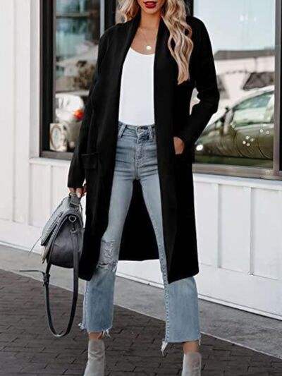 Open Front Dropped Shoulder Outerwear - Trendsi - Flyclothing LLC