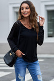 Sheer Striped V-Neck Top - Trendsi