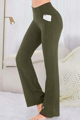 Pocketed High Waist Active Pants - Trendsi - Flyclothing LLC