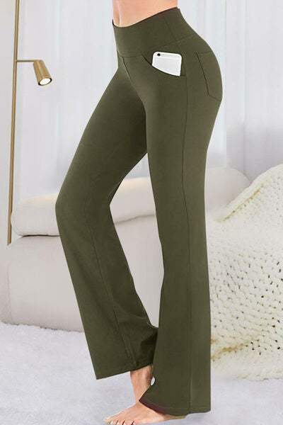 Pocketed High Waist Active Pants - Trendsi - Flyclothing LLC