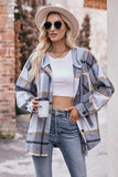 Plaid Dropped Shoulder Hooded Jacket - Trendsi - Flyclothing LLC