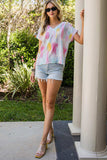 High-Low V-Neck Short Sleeve Blouse - Trendsi - Flyclothing LLC