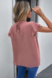 Polka Dot Smocked Flutter Sleeve Blouse - Trendsi - Flyclothing LLC