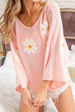 Flower Pattern Long Sleeve Sweater - Trendsi - Flyclothing LLC
