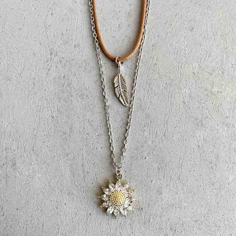 Sunflower Pendant Necklace Set - Trendsi - Flyclothing LLC