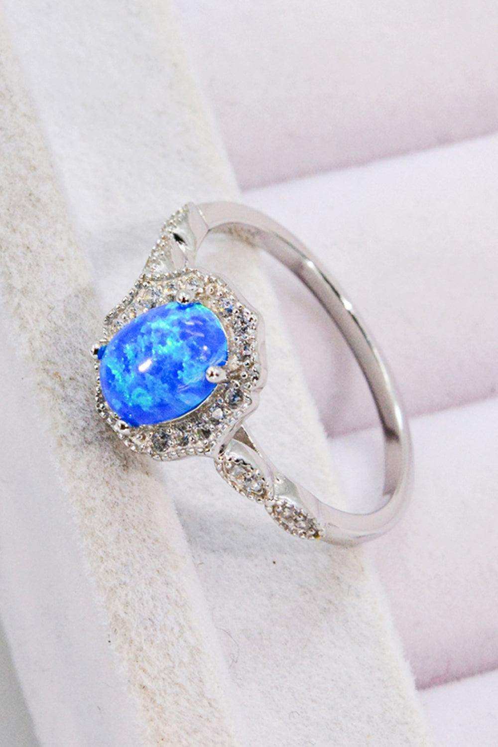 Opal and Zircon 925 Sterling Silver Ring - Trendsi - Flyclothing LLC