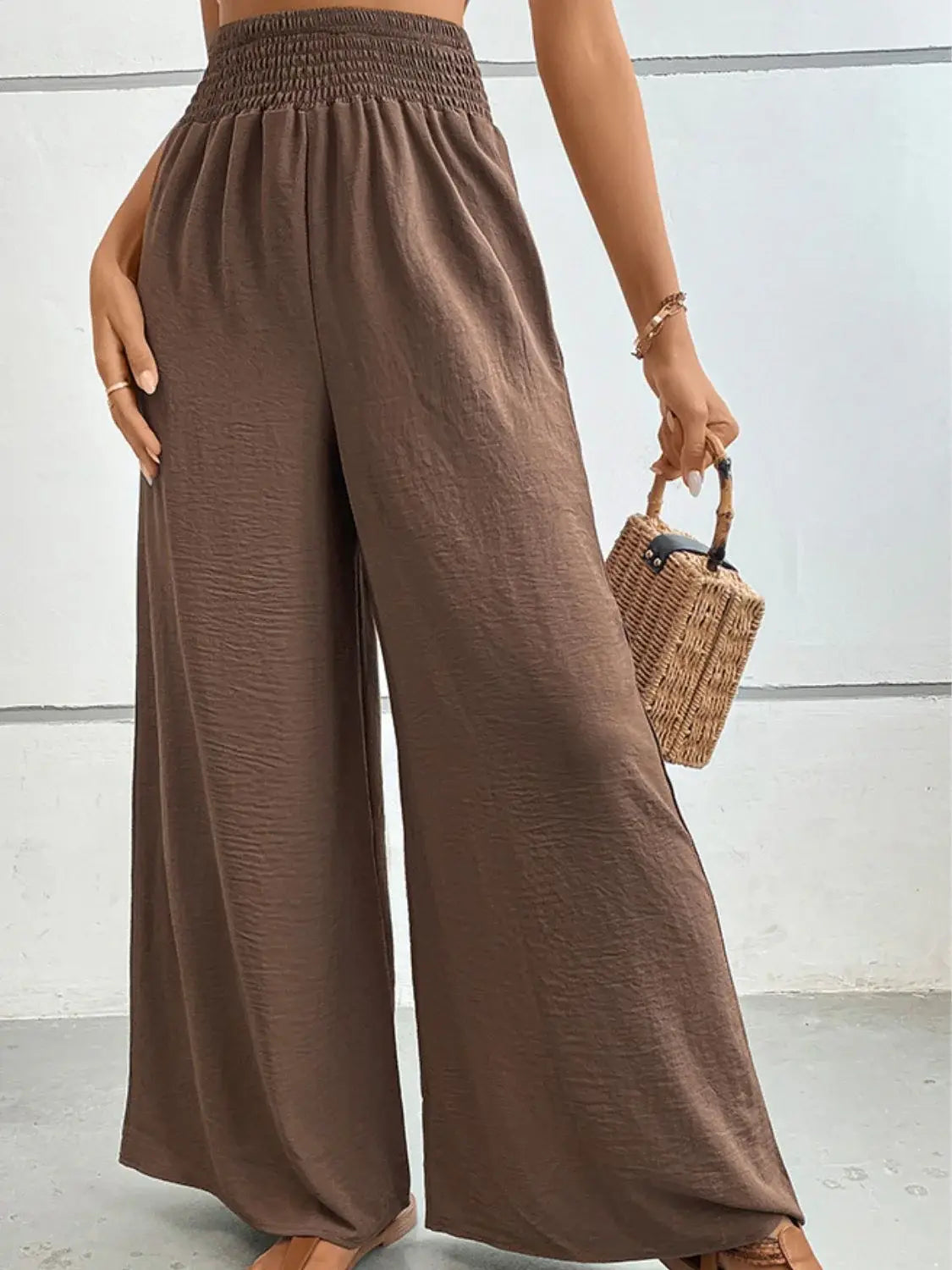 Wide Waistband Relax Fit Long Pants - Trendsi - Flyclothing LLC