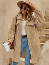 Collared Button Down Coat - Trendsi - Flyclothing LLC