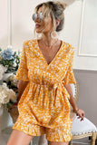 Printed Surplice Neck Ruffled Romper - Trendsi - Flyclothing LLC