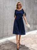Round Neck Cold Shoulder Dress - Trendsi - Flyclothing LLC